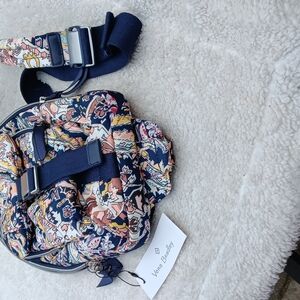 Vera Bradley Blue Twill Utility Backpack with Floral Tangier Paisley Design